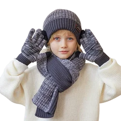 4 5 6 7 8 9 10 Years Old Kids Hat Scarf Gloves Set Boy Girl Winter Knit Beanies Neck Warmer Gaiter 3 Set Bonnets Mittens Scarf