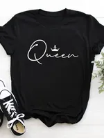 8 Colors Crown Queen Letter Print T Shirt Women Short Sleeve O Neck Loose Tshirt Summer Women Tee Shirt Tops Clothes Mujer