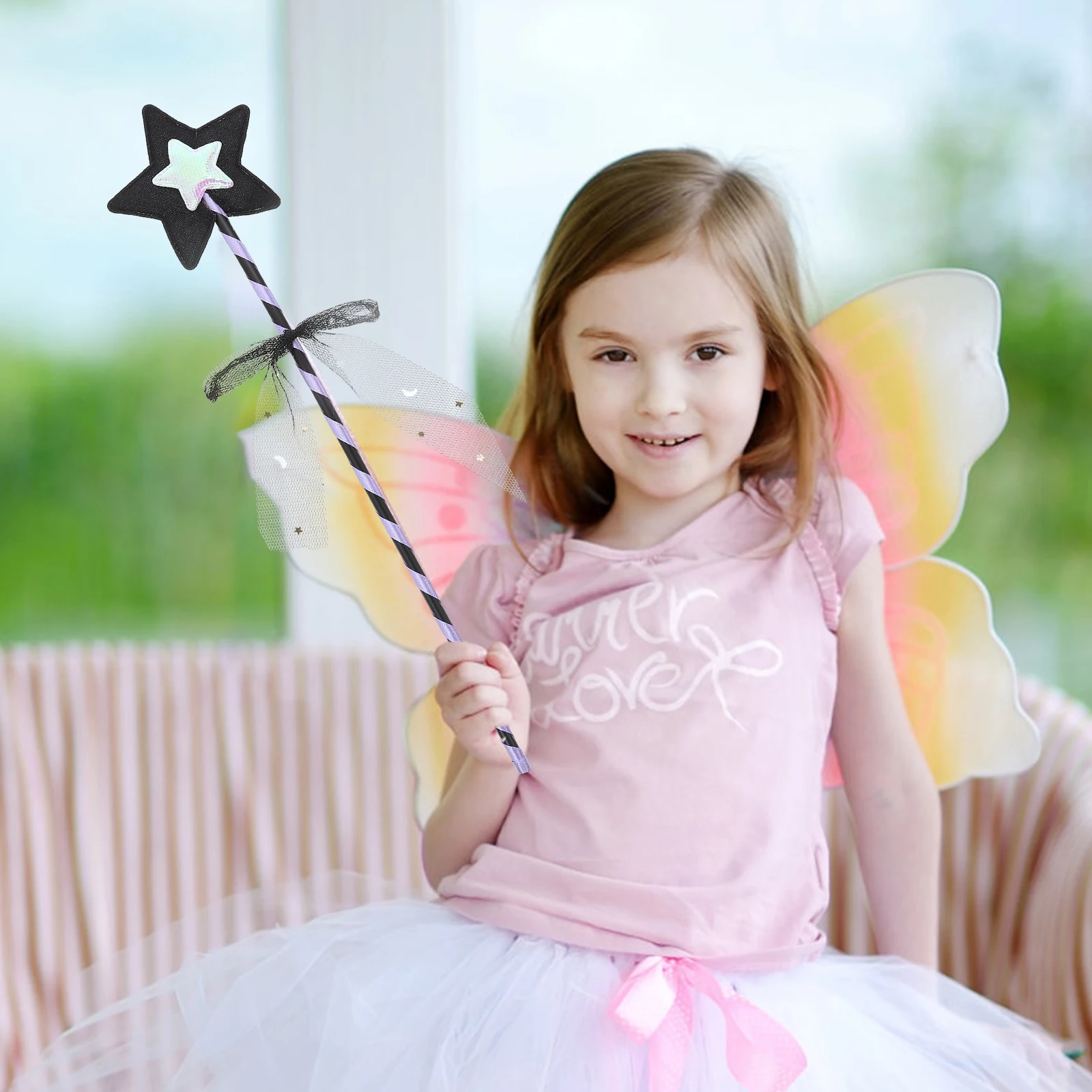 

5pcs Fairy Ribbon Design Pentagram Star Shape Girls Party Props Halloween Role Play Accessories