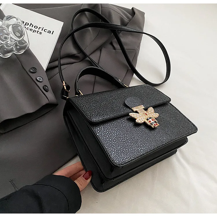 

Luxury Square Satchel Bag For Women Textured Leather Crossbody High-End Vintage Minimalist Designer Paris Fashion Women's Bags