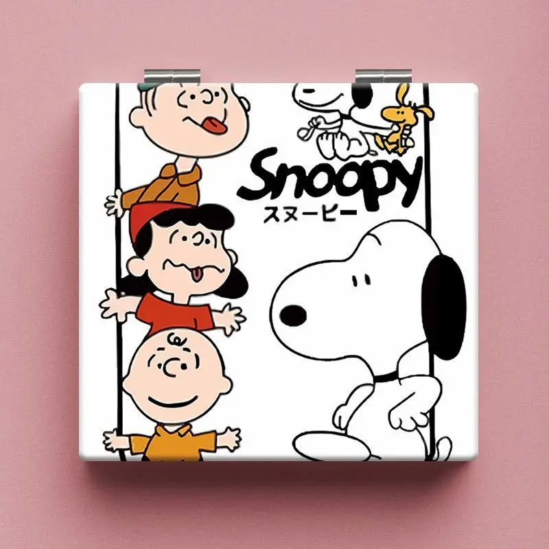 

Cute Snoopy cartoon pattern student portable makeup mirror cartoon folding makeup mirror holding double-sided small mirror