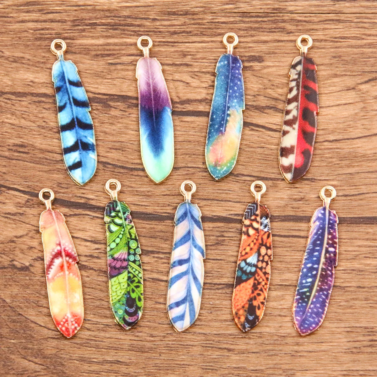 10pcs Set Dazzling Alloy Feather Pendants Intricately Crafted for DIY Jewelry Keychains Necklaces & Earrings tassel making