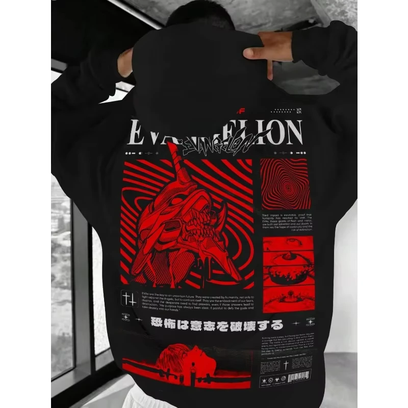 2026 New Evangelion Anime Eva Printed Hoodie Sweatshirt Men's and Women's Hoodie Men's Tops Sports Hoodie Harajuku Y2K Hoodie
