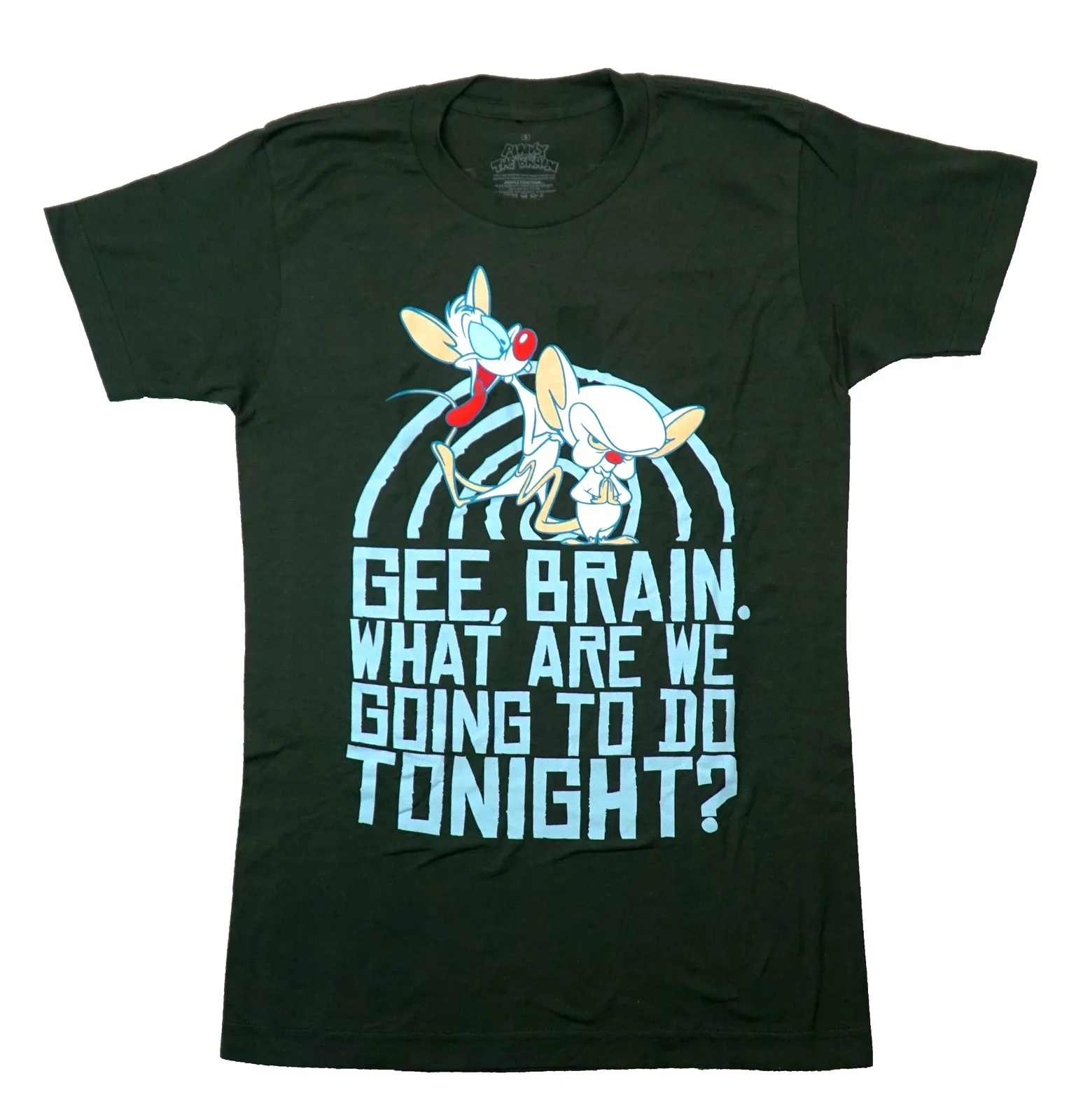 Pinky and the Brain New Adult T-Shirt - Gee Brain... Take Over World Back