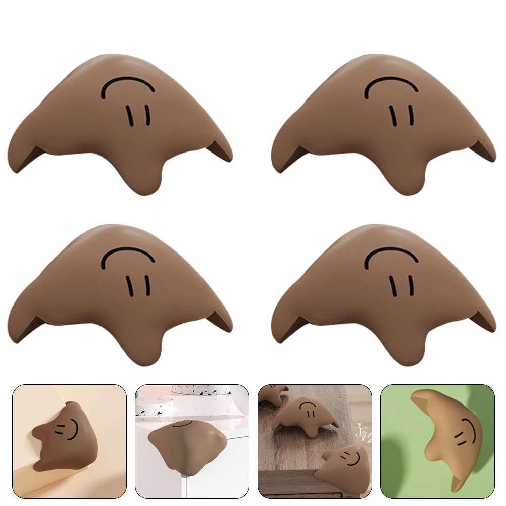 4 قطعة المضادة للتصادم ركن الحرس سيليكون واقيات زوايا الطاولة لسلامة الطفل الأثاث حواف إطار السرير رف الكتب القهوة