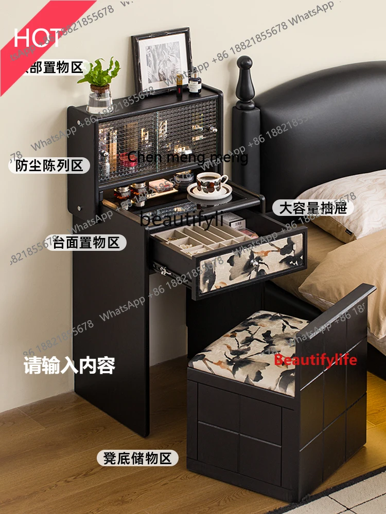 

Dresser Bedroom Red Oak Small Dresser Solid Wood Dresser Storage Cabinet Integrated with Stool