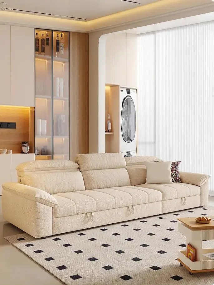 Sofa bed dual-purpose foldable telescopic multi-functional pull-out cotton and linen fabric