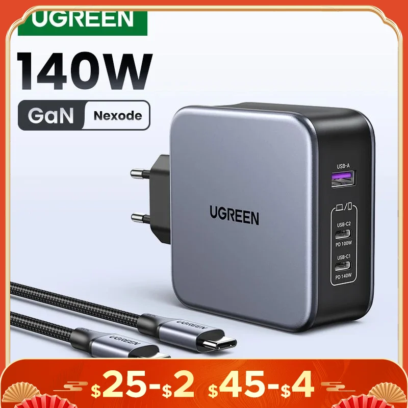 UGREEN 140W GaN Charger USB Type C PD3.1 Fast Charge For Macbook Quick Charge 4.0 3.0 USB Phone Charger For iPhone Xiaomi Tablet