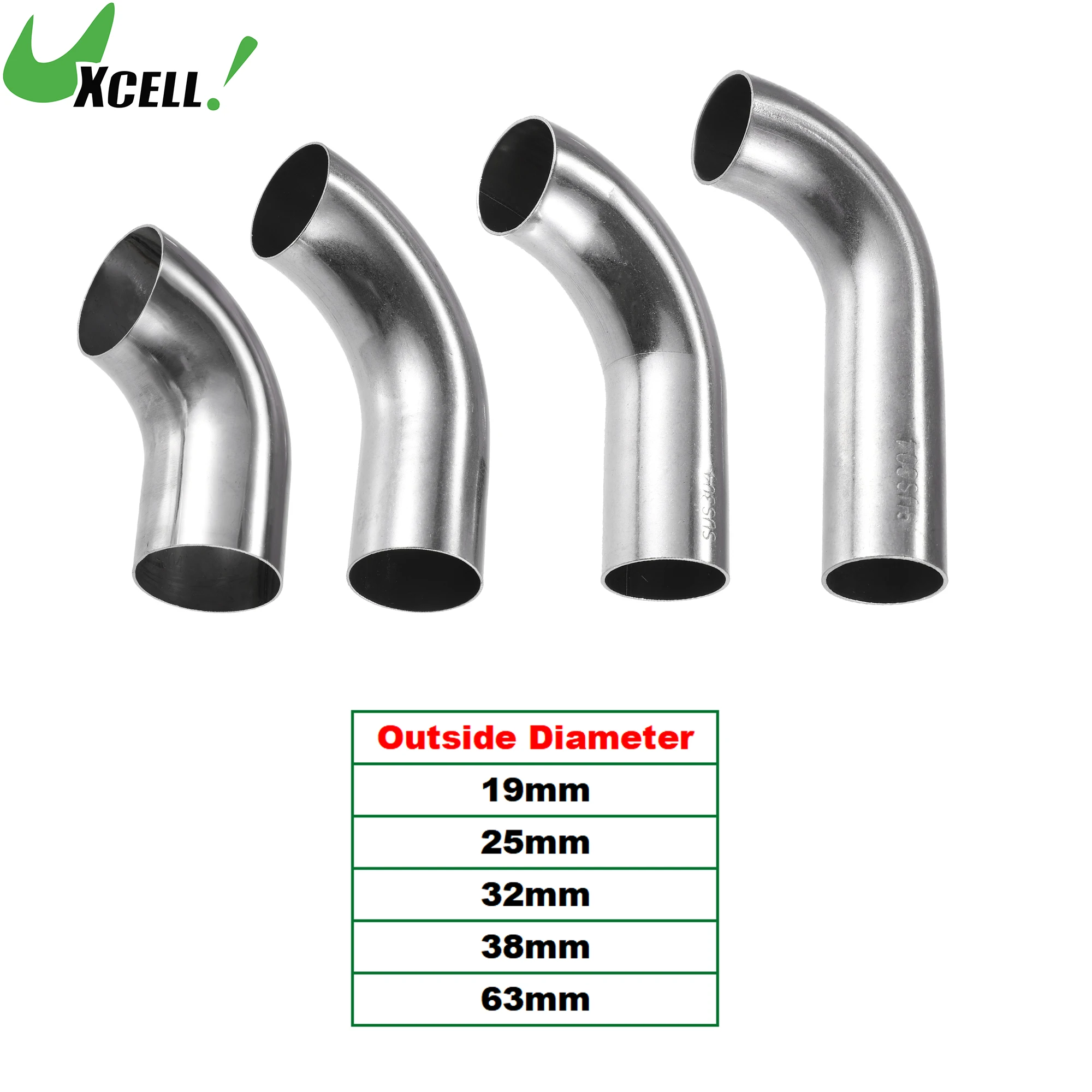 

UXCELL 1Pc 19mm 25mm 32mm 38mm 63mm 90° Bend Elbow Pipe Tube DIY Exhaust Pipe Air Intake Tube for Car 304 Stainless Steel