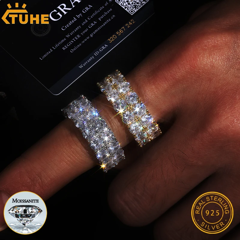 

TUHE Высокое качество унисекс VVS1 кольца с муассанитом серебро 925 роскошный муассанит для мужчин ювелирные изделия в стиле хип-хоп