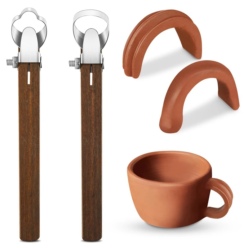 2Pcs Sculpture Scraper Pottery Carving Tool Pottery Cup Tool Kit Clay Extruder Tool Teacup Mug Handle Clay Clay Carving Tool Kit