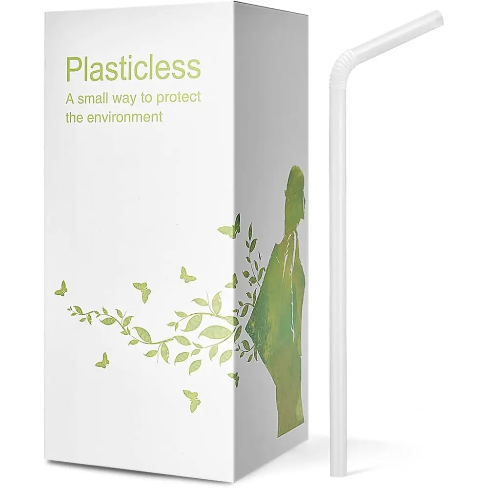 8.25 Biodegradable PLA Bendable Compostable Drinking Straws, 200 Pack