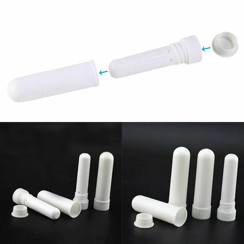 10Pcs Plastic Empty Essential Oil Fragrance Tube Inhaler Stick Blank Nasal Inhaler for Aromatherapy Travel Portable Vials