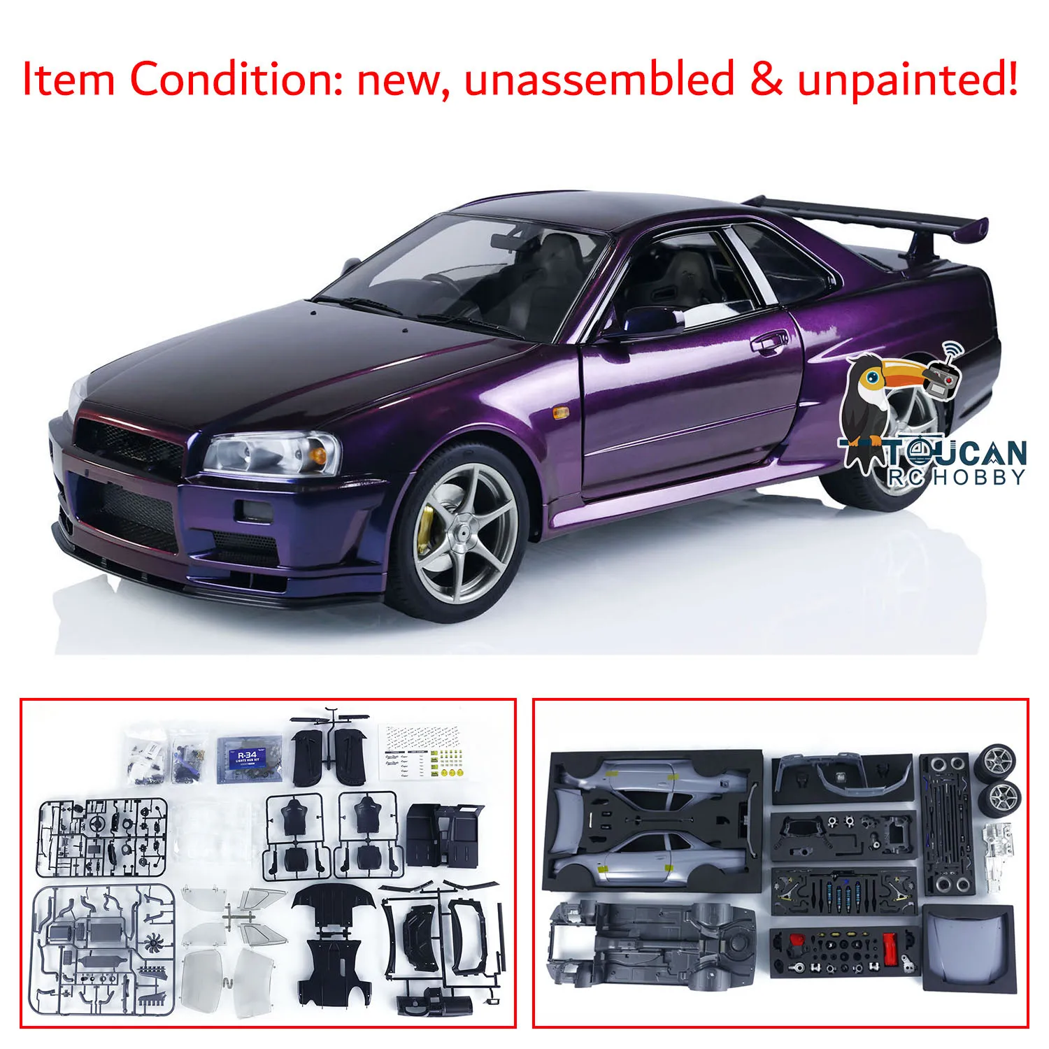 ON SALE Capo GTR R34 1/8 RC Racing Car KIT High Speed Unassembled Remote Control Drifting Vehicle DIY Model Two-speeds Toy