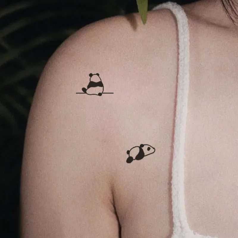 1Pc Cute panda Mini Waterproof Temporary Tattoo Stickers, Long-lasting Waterproof for One to Two Weeks, For Arm, Leg.