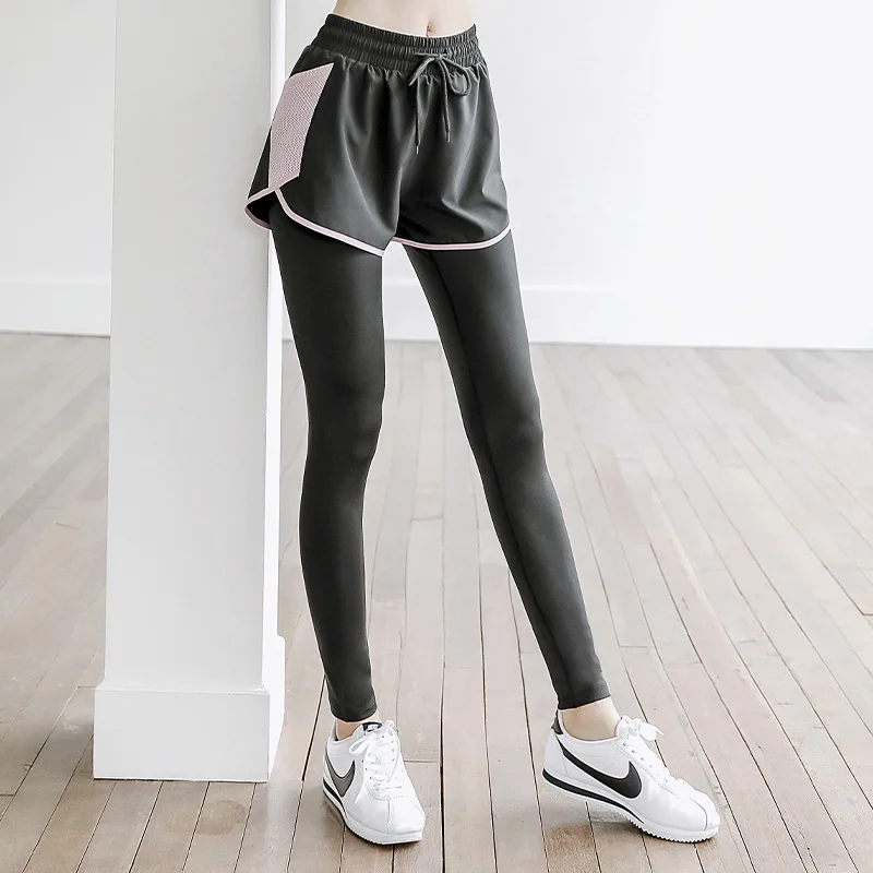 GymHUB Fake Two-Piece Sports Pants Running Training Fitness Slim Thin Quick Dry Outdoor Pockets Yoga Bottoming