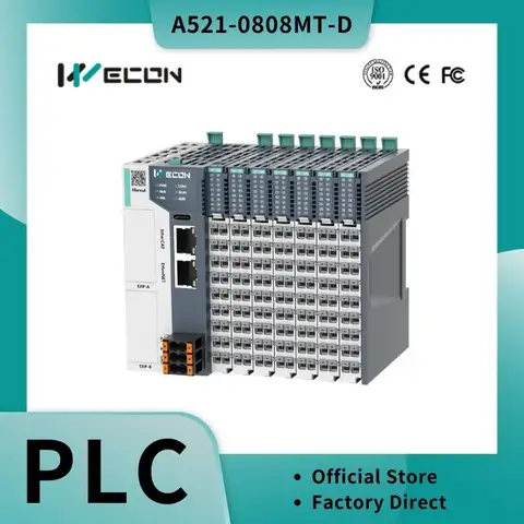 Wecon EtherCAT Card Type PLC A500 Series A521-0808N-D 24VDC Power, High Speed Transistor Output, Support IL/LD/FB/FC/ST