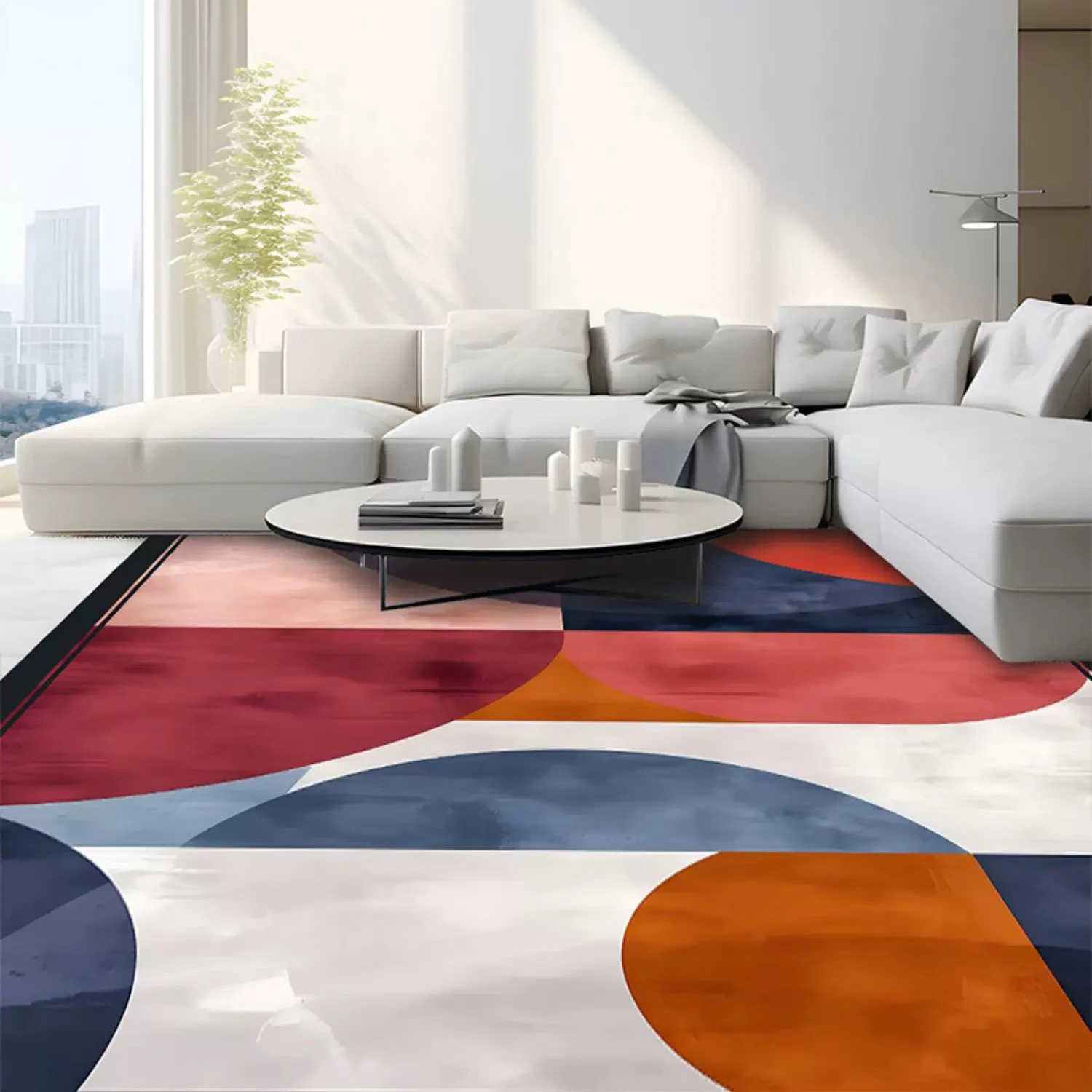 Living Room Carpet Retro Geometric Pattern Large Area Floor Mat Bedroom Rugs Home Decoration Non-slip Mats Washable Rug 거실러그 대형
