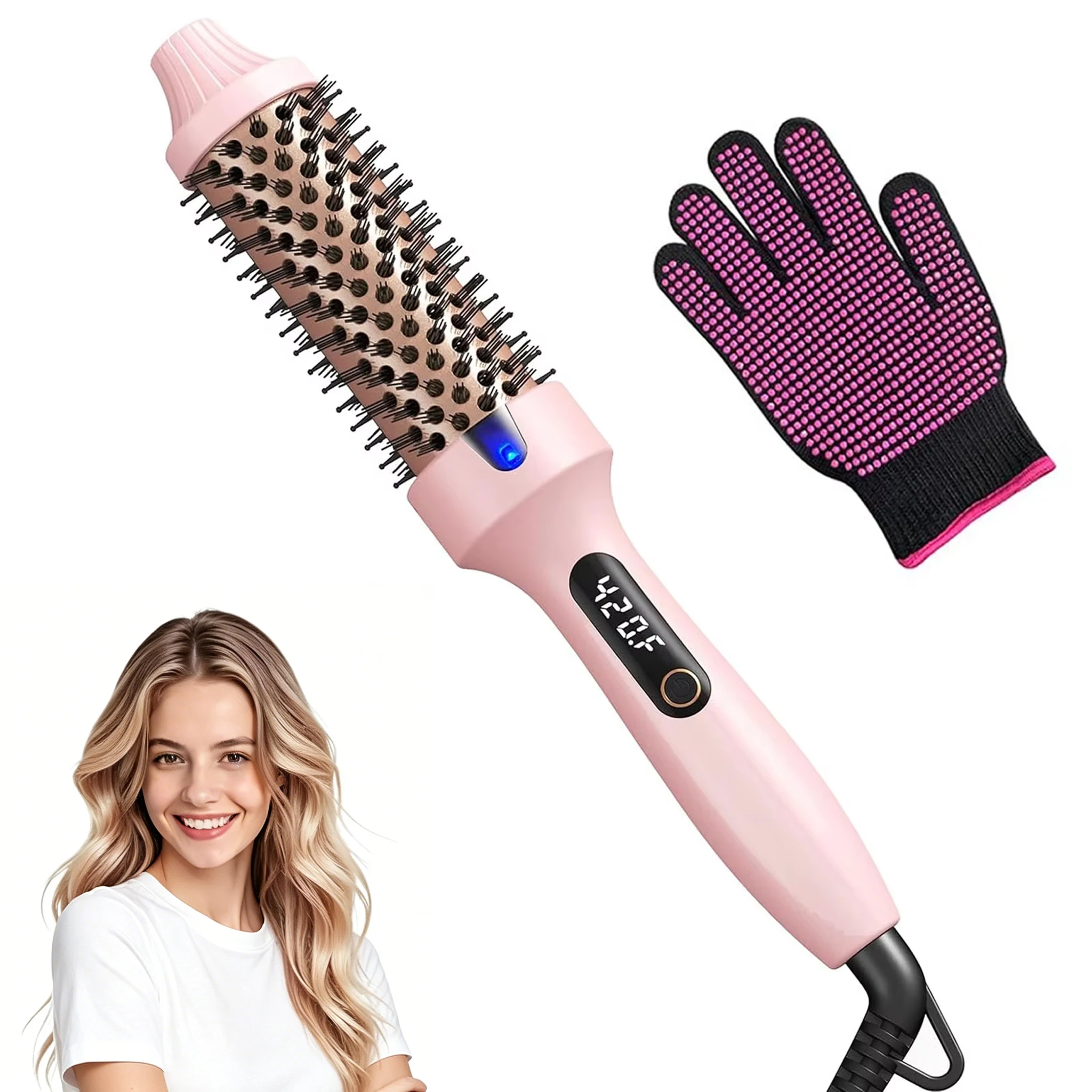 Brosse thermique Boost 1,5 pouces, brosse ronde chauffante pour éclat, technologie d'ions négatifs double tension, 6 modes de température