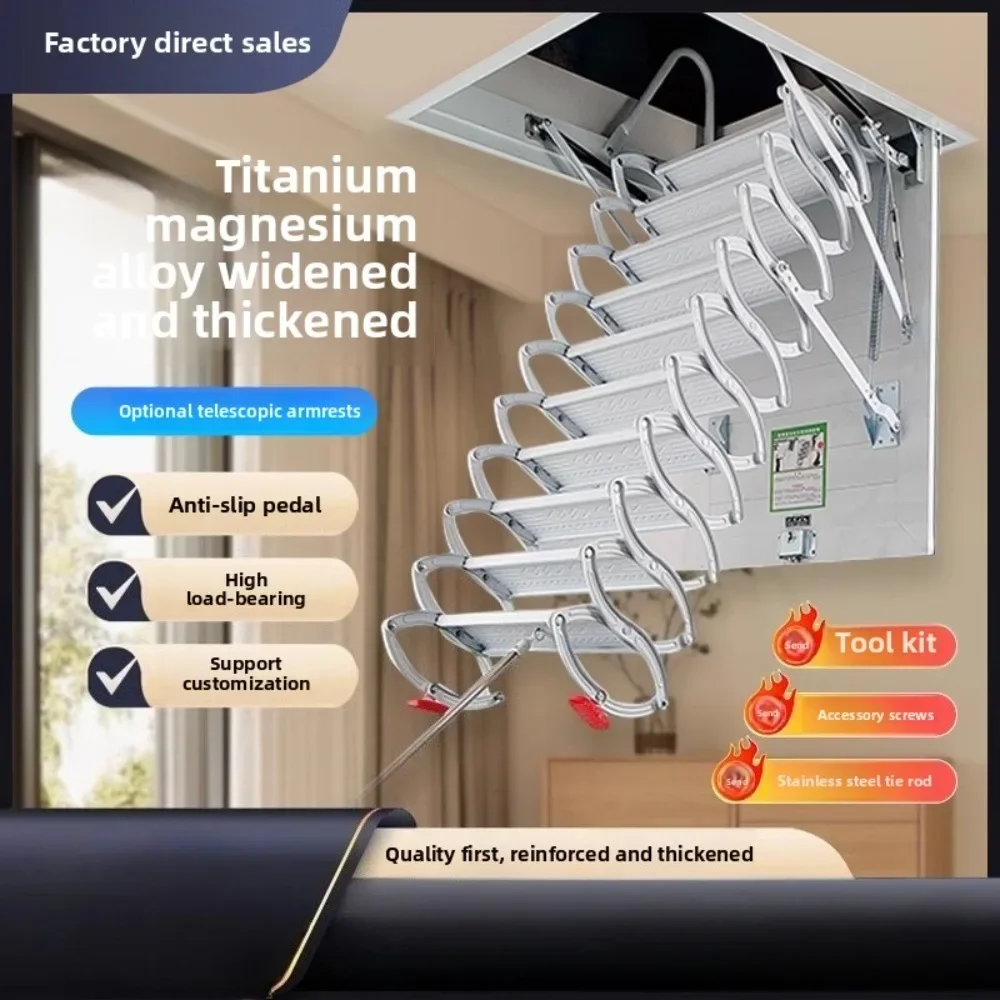 

Attic telescopic stairs Invisible lift ladder Household folding duplex villa Indoor electric thickened shrink ladder