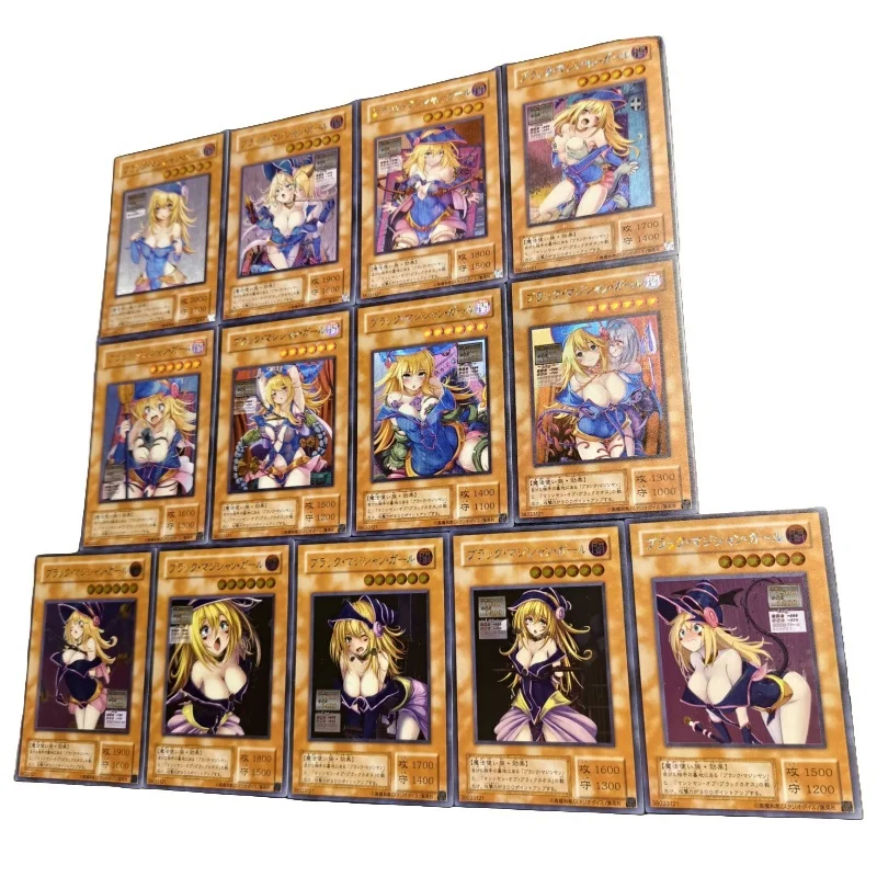 Black Magician Girl 13Pcs Flash Card Yu-Gi-Oh! Tragic Story Series Diy Rainbow Process Action Toy Figures Anime Game Collection