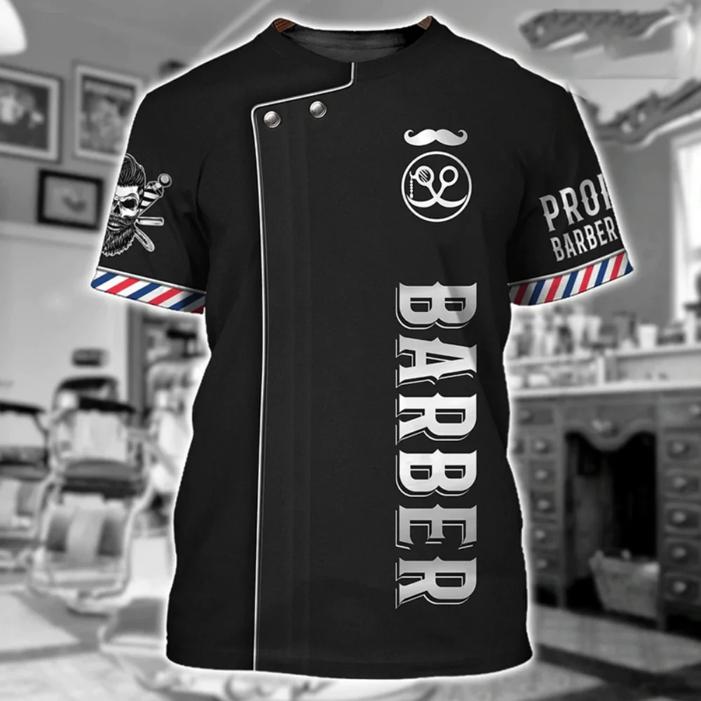 【BLACK】Barber shirt IZI POD Barber 3D All Over Printed- Personalized Name Barber Men's