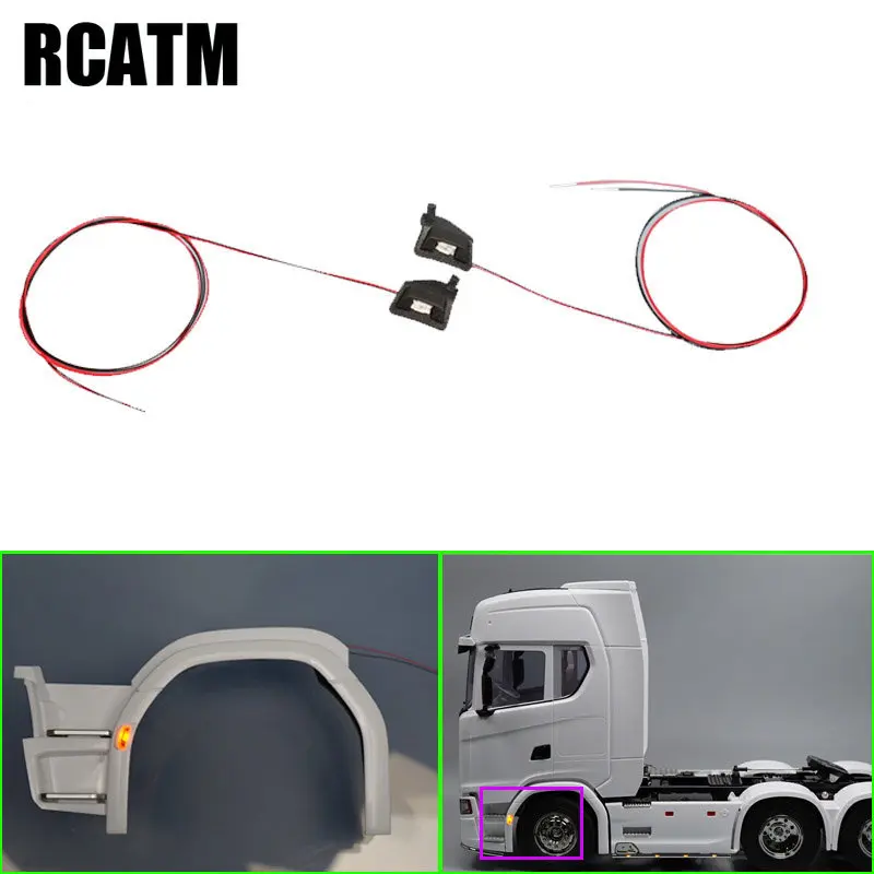 

2pcs LED Front Wheel Eyebrow Light Lamp Holder for 1/14 Tamiya RC Truck Trailer Tipper Scania 770S 56368 Diy Parts accessories