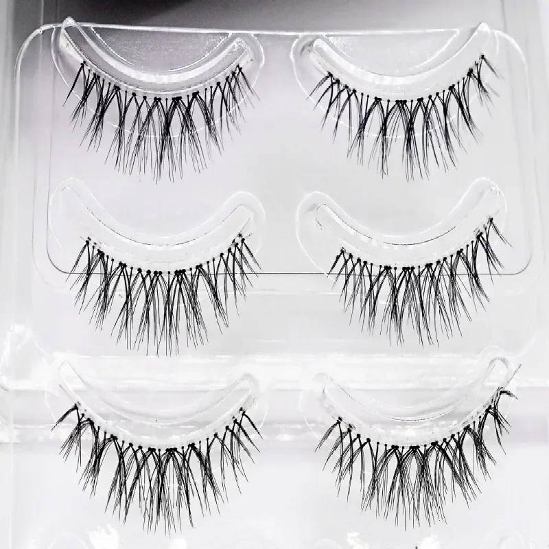 5 ペアつけまつげセットナチュラル Effecr 繊維まつげリアルファイバーショートクロス偽まつげメイクアップまつげエクステンション