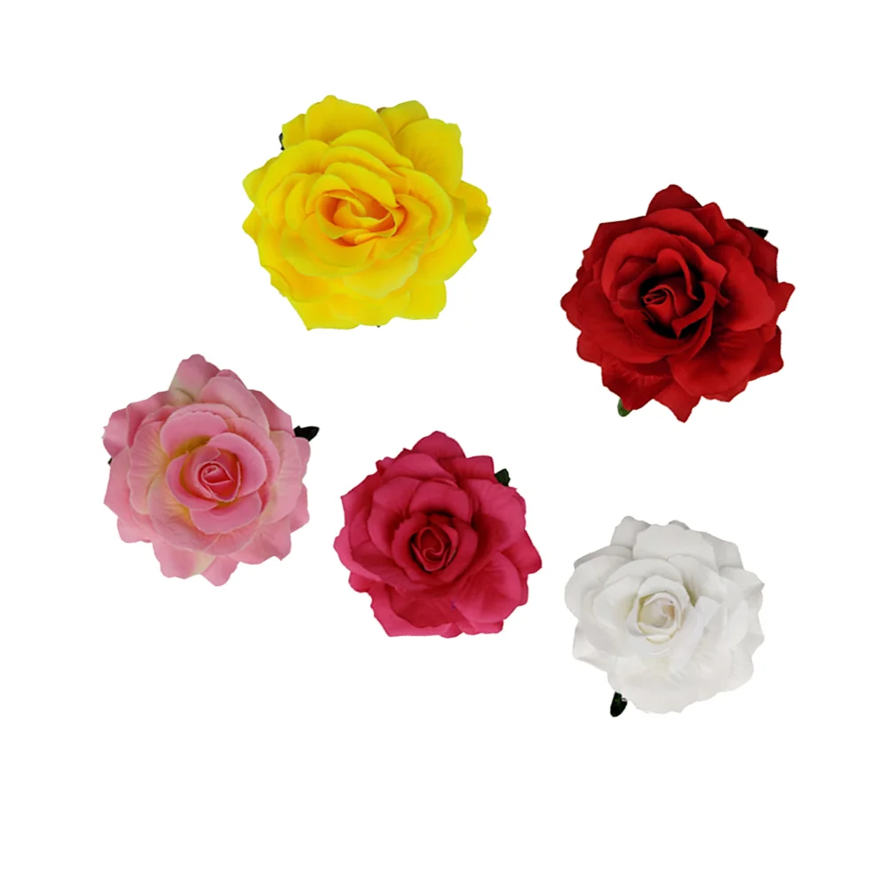 5 Pcs Rose Shape Breastpins Flower Brooch Hair Accessories Roses Dual-Use Headwear Clips Seaside