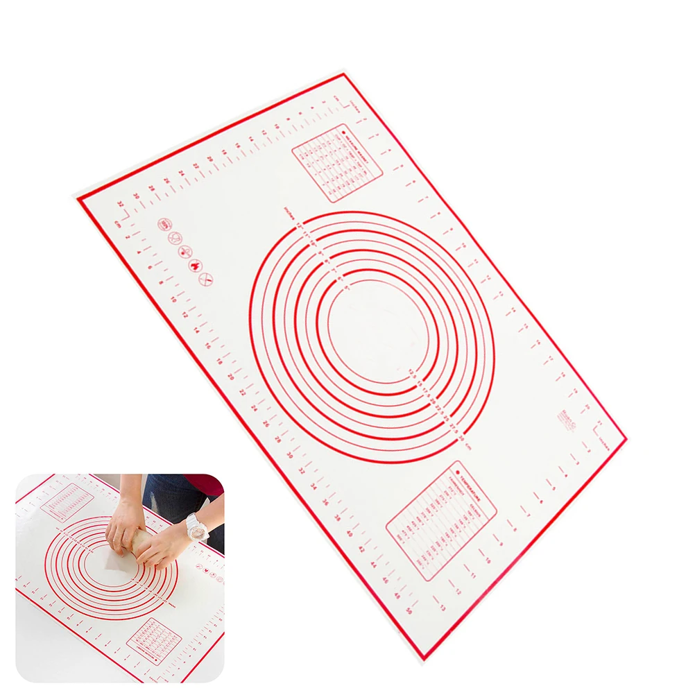 

NonStick Silicone Baking Mat With Temperature Conversion Fondant Sheet NonSlip Pastry Mat 40X60Cm Red Baking Tray