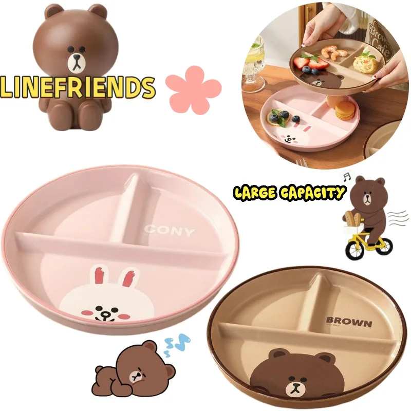 

Новая креативная тарелка с разделителями в виде бурого медведя, стильная, для контроля порций, с тремя отделениями, милая детская тарелка для малышей