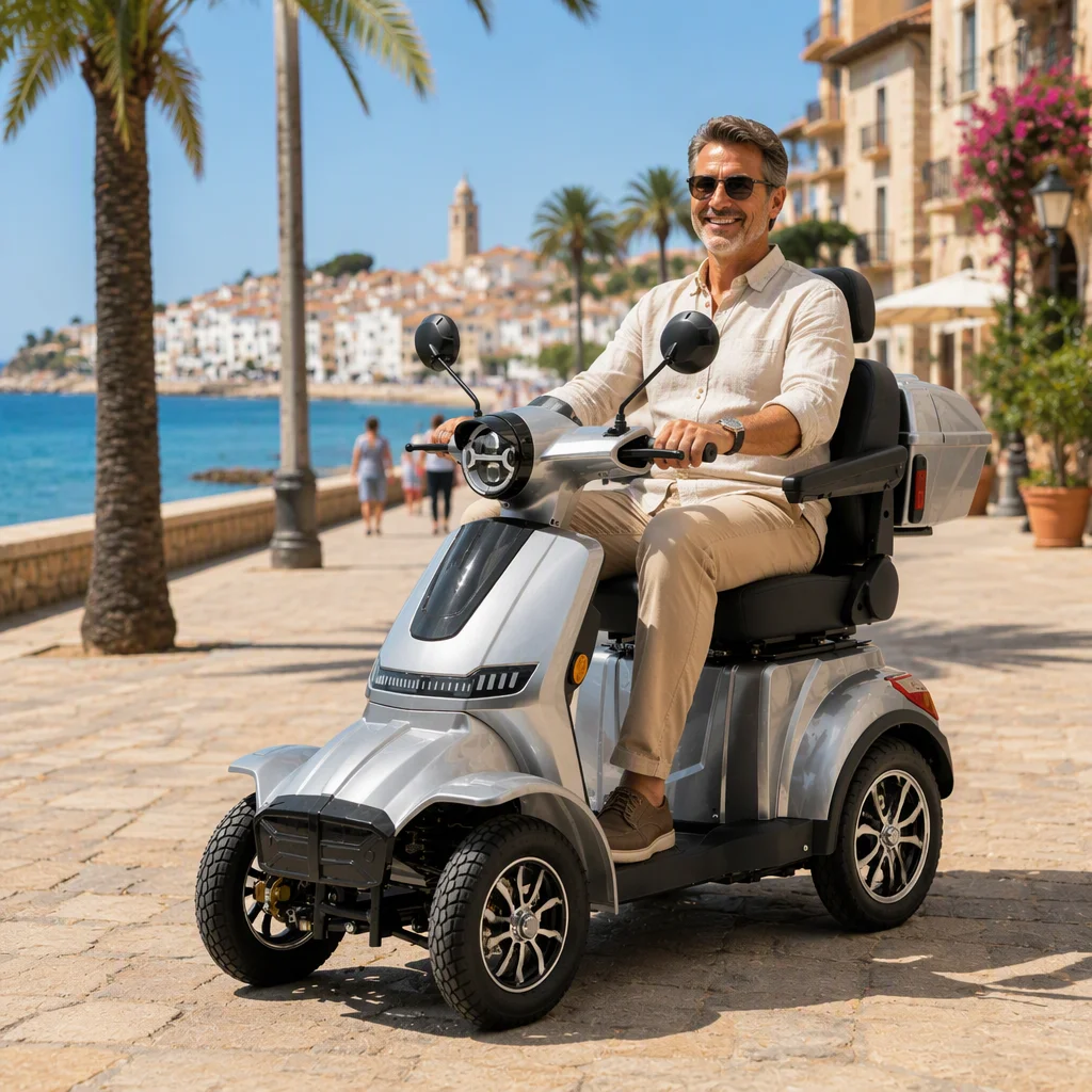 EU Warehouse 4 Wheel Electric Mobility Scooter, Removable Battery Long Range for Seniors Adults Shopping