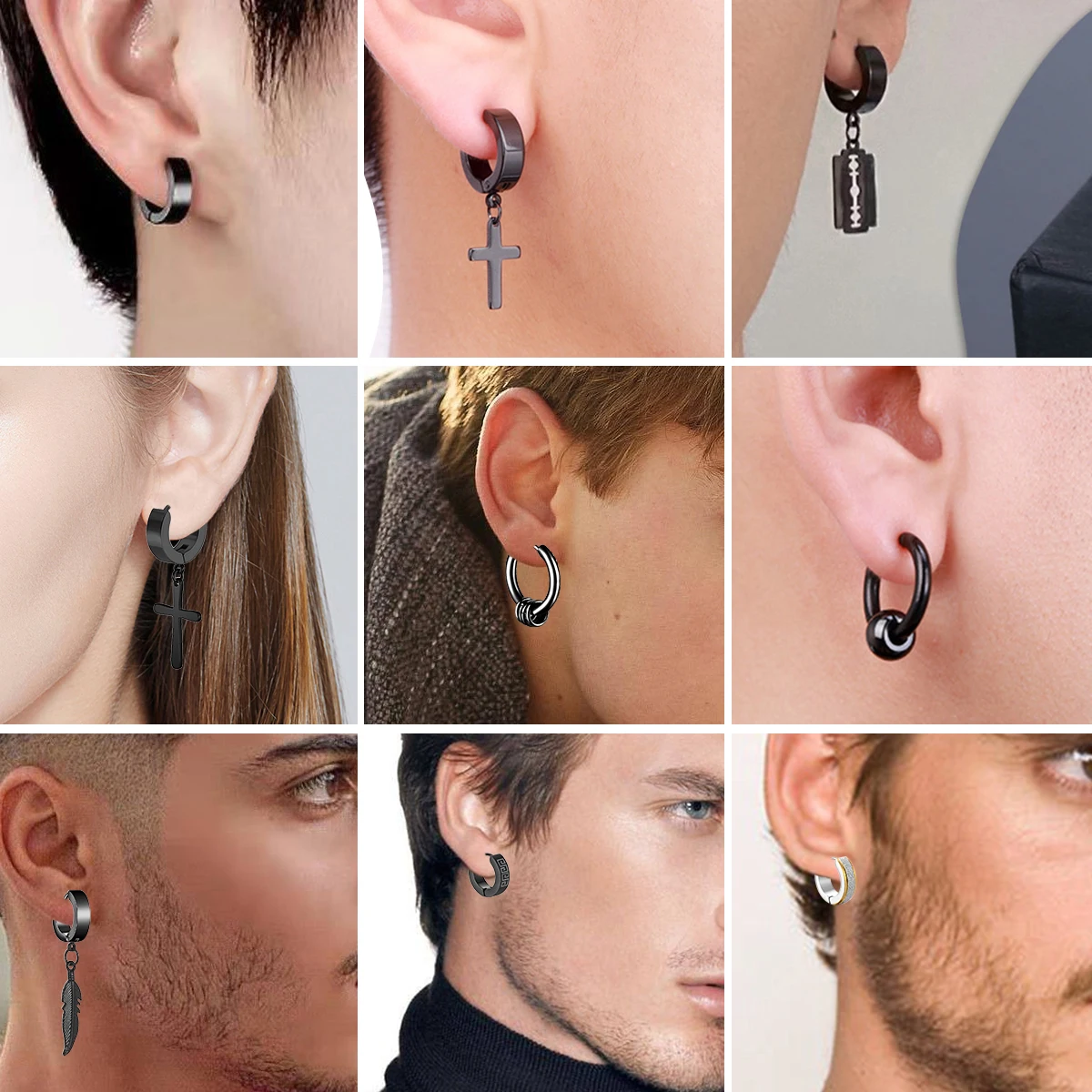 1Pair Punk Stainless Steel Round Circle Hoop Earrings For Men Women Not Fade Ear Rings Hip Hop Male Jewelry