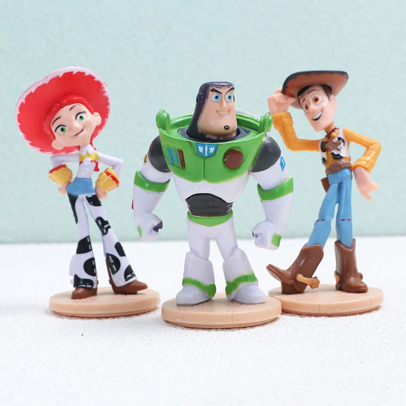 

Disney Toy Story Action Figures 3 Styles Set Buzz Lightyear Woody Jessie Collectible Dolls Kids Gift Cake Topper Desktop Ornamen