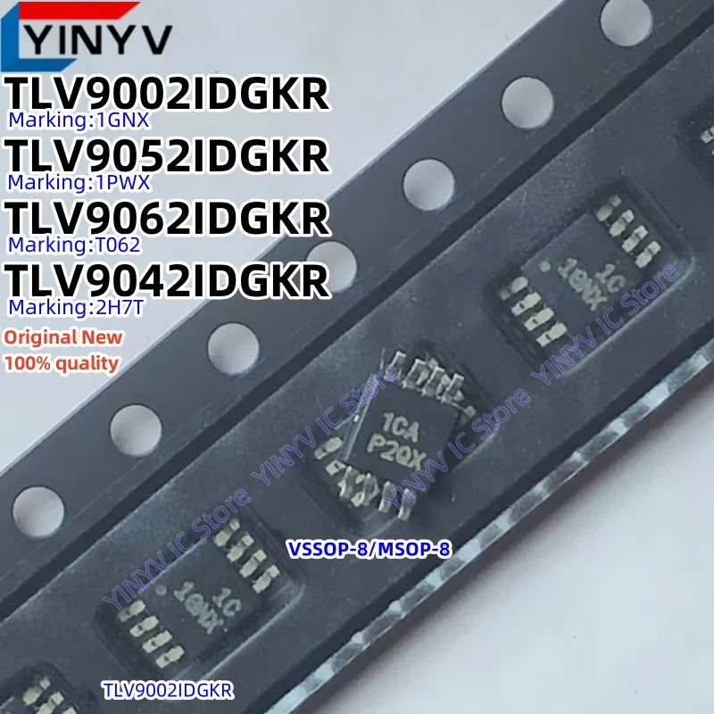 20Pcs TLV9002IDGKR 1GNX TLV9062IDGKR T062 TLV9052IDGKR 1PWX TLV9042IDGKR 2H7T TLV9002 TLV9062 TLV9052 TLV9042 VSSOP8 100% New