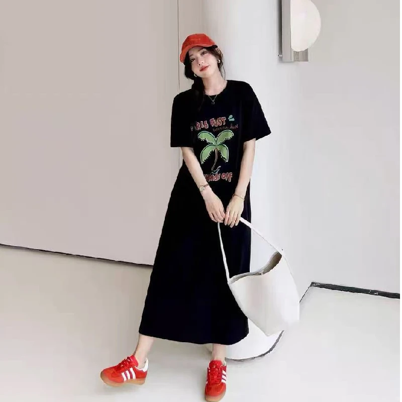 T-shirt ample ort Sve Dr coréen Sle Hong Kong Sle Design fendu ouvert peut être porté à l'extérieur mi-long h-ape Dr