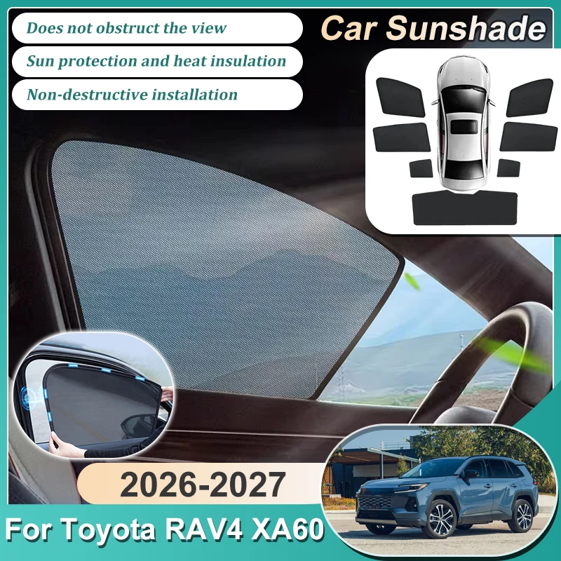 

For Toyota RAV4 XA60 MK6 2026 2027 Car Mesh Visor Heat Insulation Shade Sun Protection Magnetic SunShade Car Anti-UV Accessories