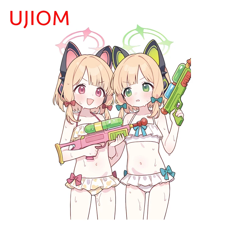UJIOM Blue Archive Saiba Momoi Midori Boobs Swimsuit Wall Sticker Trendy Waterproof Cartoon Decal Suitable For Refrigerator