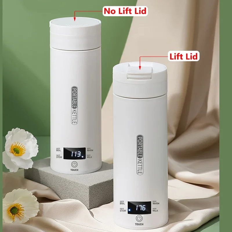 LED Display Portable Electric Water Boiling Cup 110V 220V Leakproof Travel Smart Heated Kettle Thermostatic Bottle Milk Warmer