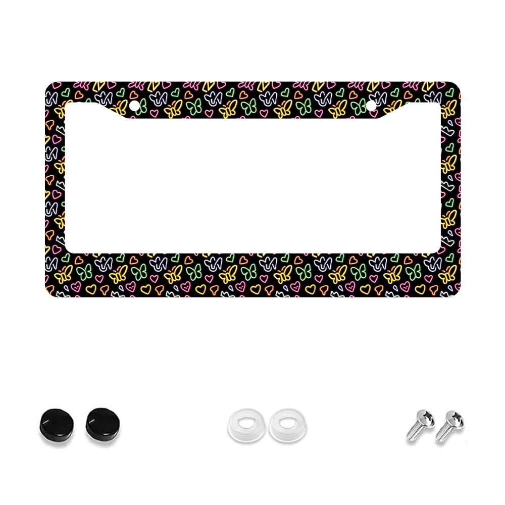 

1 шт. красочная рамка номерного знака с 2 отверстиями в виде бабочки и сердца, алюминиевый материал, 6x12 дюймов, с набором винтов, ретро Nove