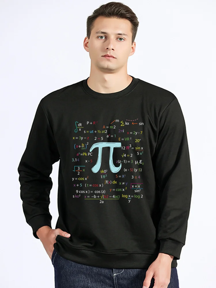 Trendy Mens Pi Circle Number Formulas Hoodie Cotton Sweatshirt Geek Nerd Clothing Casual Algebra Math Lover Unisex Sweater