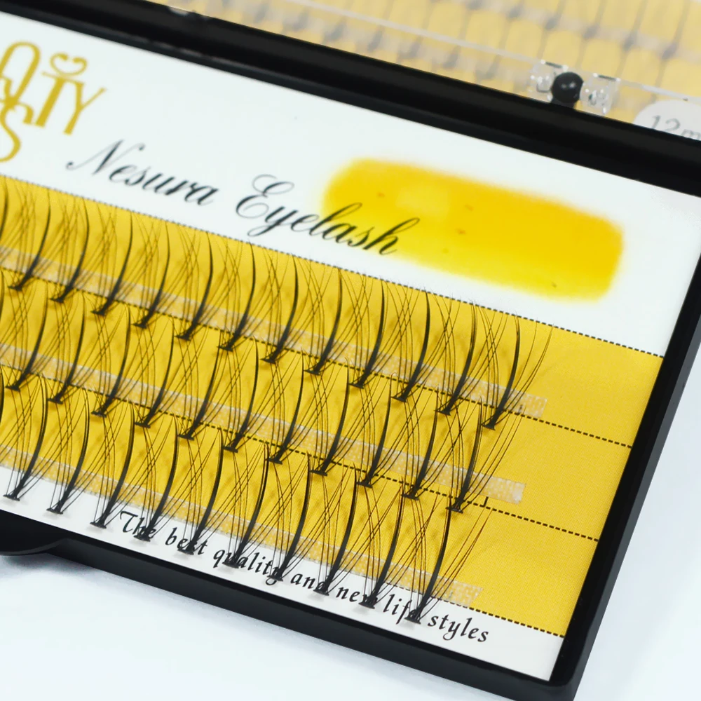 Individual Grafting False Eyelashes, 10D, Single Tuft of M, Sandwich Lashes, Professional Make up, 60 Clusters, Soft