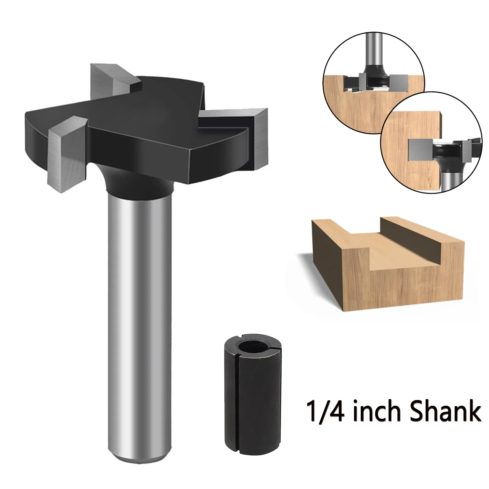 1/5Pcs CNC Spoilboard Surfacing Router Bits 1/4 Inch ShankCutting Diameter Slab Flattening  Milling Tools for Wood Slotting