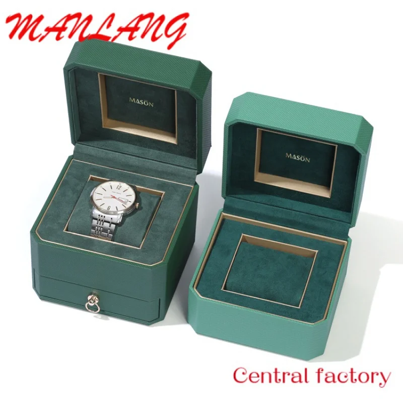 Custom  Custom leather watch box Watch packaging box with logo double space jewelry gift box