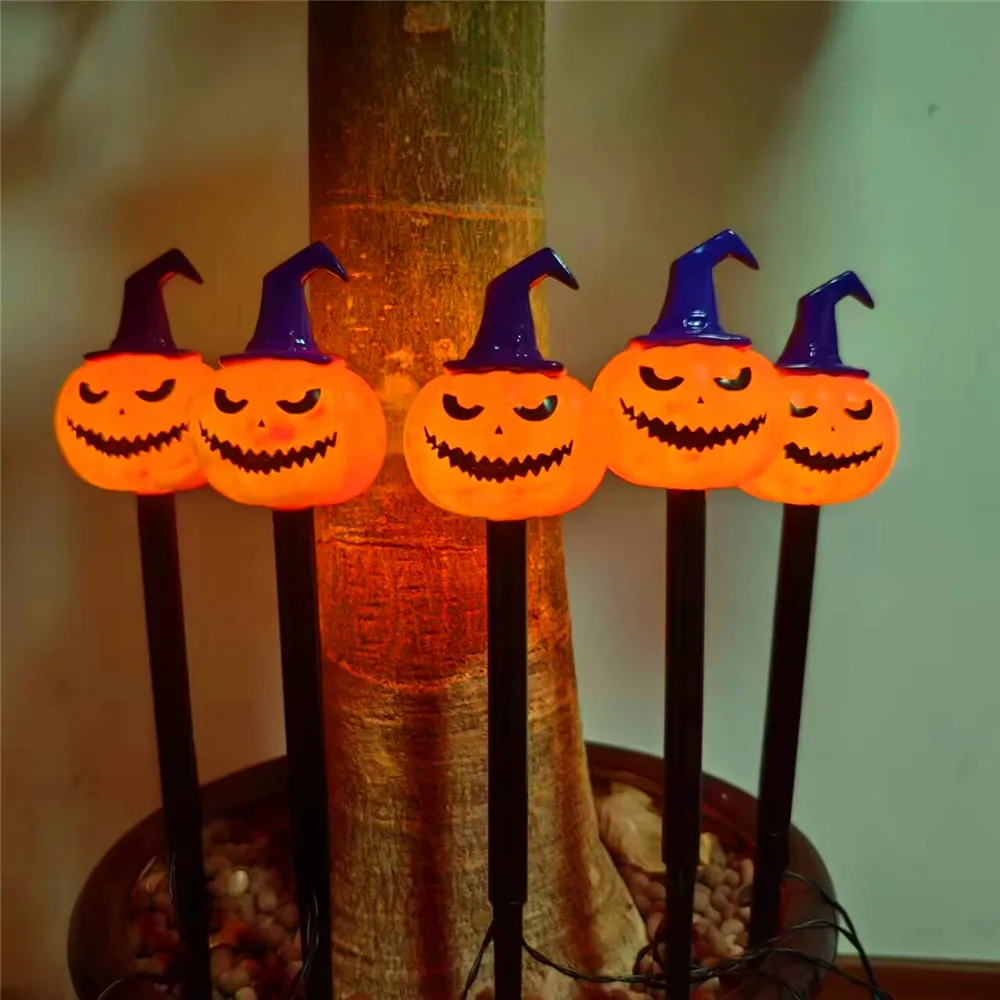 

2024 Solar Lights Outdoor Waterproof Holiday Garden Pumpkin Lamp LED Lights Halloween Decorations Lawn Ground Plug Light 665