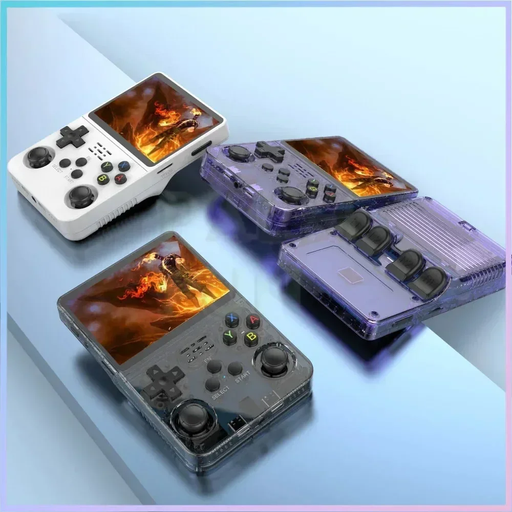 Konsol Game genggam Retro R36S, sistem IPS layar Linux 3.5 inci, pemutar Video Mini portabel, Emulator Gaming klasik 128G