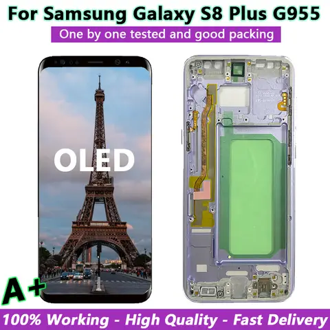 100% Wokring OLED S8+ LCD with frame for SAMSUNG Galaxy S8 Plus G955 G955F Display Touch Screen Digitizer Assembly Replacement