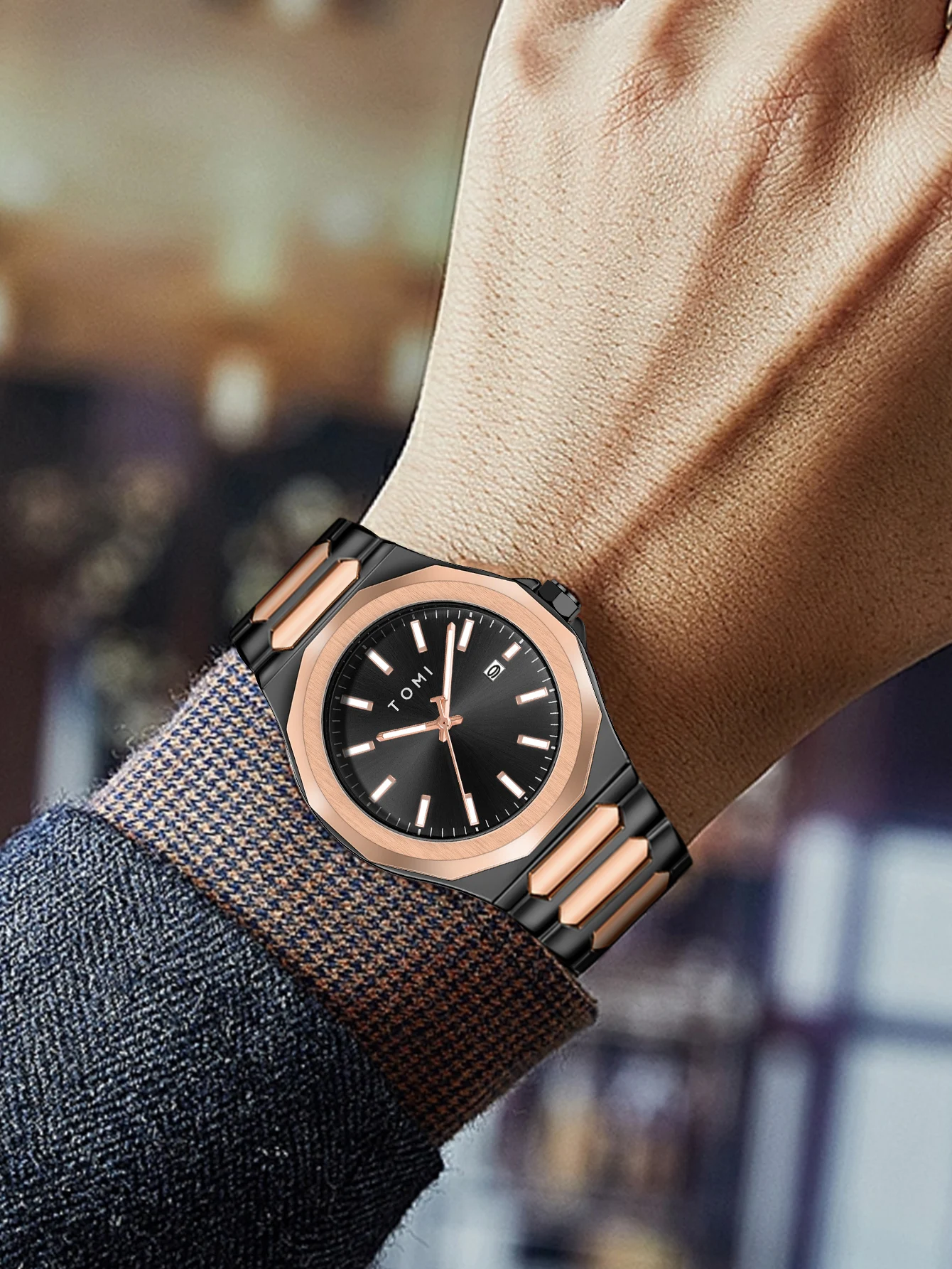 TOMI Luxus Business herren Uhr Geschenk Box Set Hohe Qualität Rose Gold Fall Einfache und Vielseitige Quarzuhr Relogio Masculino – Detail 10