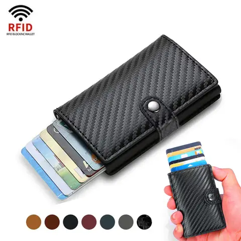 Rfid Carbon Fiber Credit Card Holder Wallet Money Bag Luxury Men Rfid Smart Metal Cardholder Case Slim Minimalist Wallet for Men