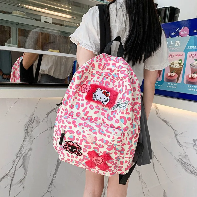 Sanrio Hello Kitty Student Schoolbag, grande capacidade, desenhos à prova d'água, resistente a manchas, mochila de ombro, novo